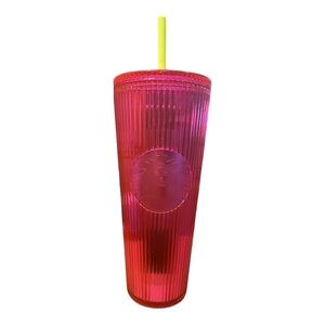 Starbucks Summer 2023 Pleated Magenta  24oz Cold Cup Pink Tumbler NWT